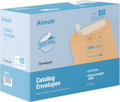 Miniatura 7 de Aimoh Sobres de catálogo de papel kraft marrón autosellado de 9 x 12 pulgadas, 28 libras, 9 x 12 pulgadas, 1 caja, 5 paquetes, 500 sobres (38300-CS)
