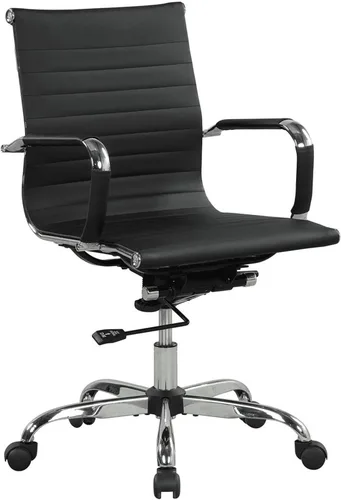 Silla de computadora, silla de oficina de cuero PU con espalda, altura ajustable, silla de oficina blanca Silla ergonómica para juegos (negro)