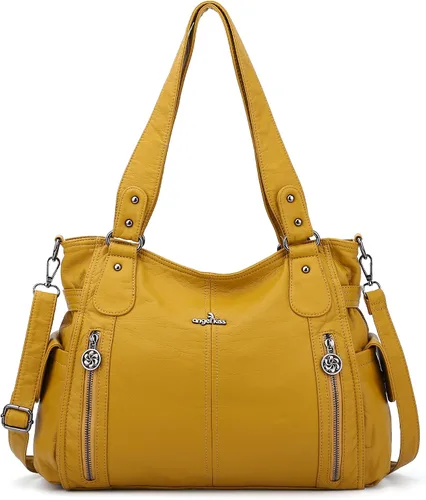 Miniatura 16 de Angel Kiss Bolsos para mujer con tiras en la parte superior, bolso estilo Hobo, bolsas de hombro espaciosas y casuales, cartera estilo Tote de PU