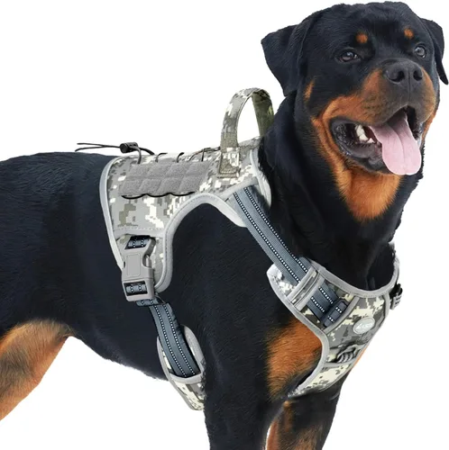 Miniatura 43 de Auroth - Arnés táctico para perros pequeños y medianos, sin tirones, arnés ajustable para mascotas, reflectante, K9, entrenamiento, trabajo, de Gris