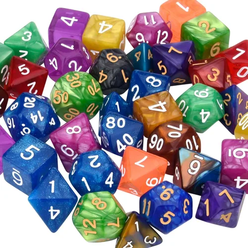 Miniatura 6 de DND - Juego de dados de poliedro de doble color para Dungeons and Dragons D&D RPG MTG Juegos de mesa D4 D6 D8 D10 D% D12 D20 25 colores con 1 bolsa