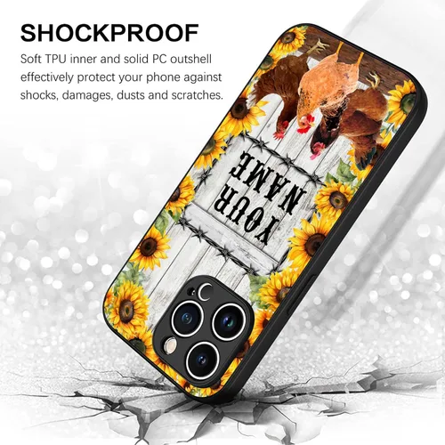 Miniatura 5 de Regalos personalizados para amantes del pollo, diseño de girasol, granja, pollo, funda de teléfono personalizada para iPhone 17 16 15 14 13 12 11