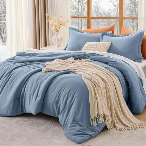 Miniatura 38 de MUXHOMO Juego de edredón beige tamaño individual/individual XL, ropa de cama alternativa ultrasuave para todas las estaciones. El juego de cama