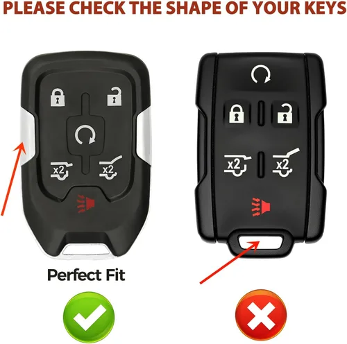Miniatura 2 de Funda para llavero GMC, 6 botones, funda de cuero para llaves, llavero de metal para Yukon XL Denali 2015-2020, Chevy Tahoe Suburban