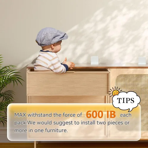 Miniatura 6 de Anclajes para muebles, paquete de 4, estéticos e invisibles una vez instalados, seguro 600 libras estantería cómoda a la pared, anclaje de seguridad