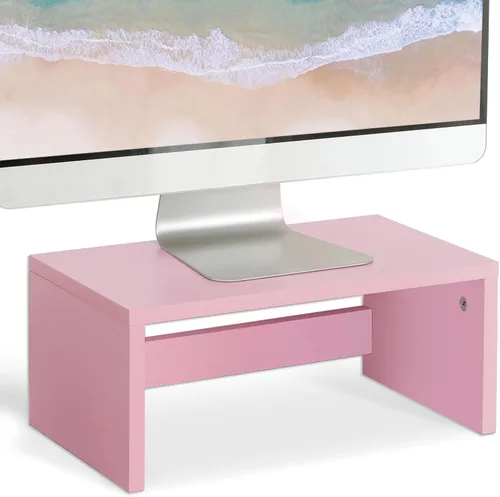 Miniatura 7 de TEAMIX Elevador de monitor de 14.2 pulgadas, elevador de monitor de madera con almacenamiento para escritorio, soporte de monitor pequeño