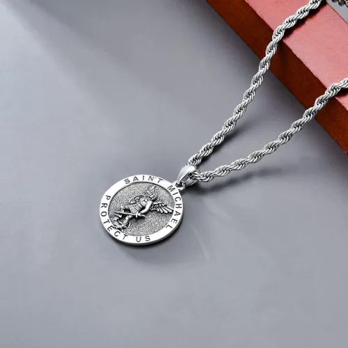 Miniatura 88 de CEKAMA - Collar de plata de ley 925 con dije de amuleto para hombres y mujeres, con cadena de 0.098 in, 22 pulgadas + 2 pulgadas