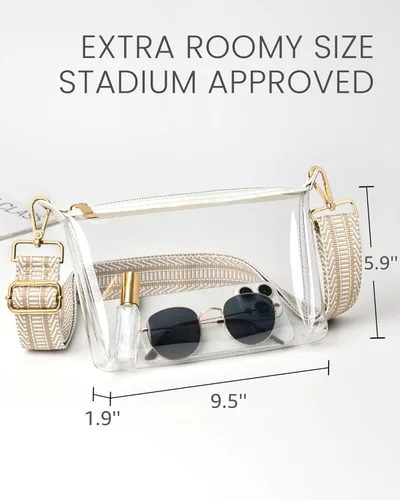 Miniatura 3 de HULISEN Bolsa transparente para eventos de estadio, monederos transparentes para mujeres, bolso cruzado de estadio, bolso transparente para Correa