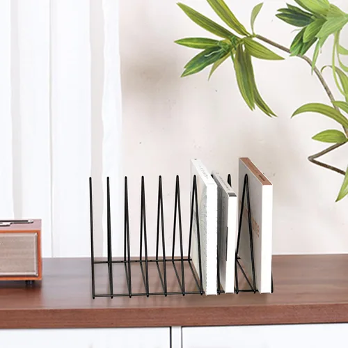 Miniatura 5 de Urban Deco Organizador de escritorio triangular, soporte para revistero de alambre de metal, 10 secciones, organizador de carpetas de archivos