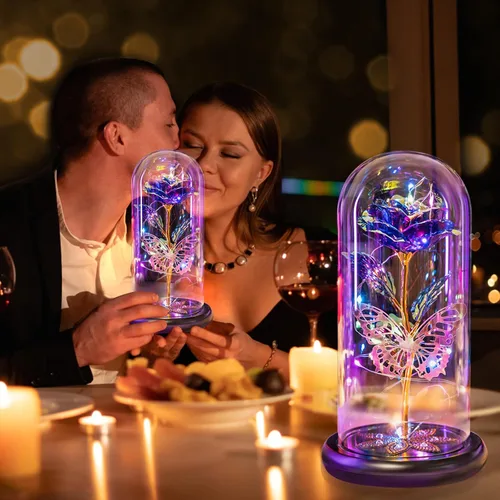 Miniatura 8 de Pusuny Flores para el Día de la Madre, regalos para mamá y mujer, regalo de cumpleaños, rosa de cristal de galaxia eterna, flores de cristal
