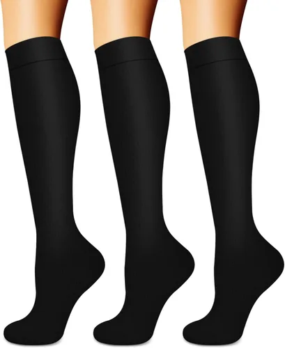 Calcetines de compresión para mujeres y hombres (3 pares) – El mejor apoyo para enfermeras, correr, senderismo, recuperación y calcetines de vuelo