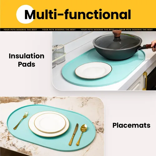 Miniatura 9 de Conlun Tapete de comida para perros, bordes elevados de 1/2 pulgada, tapete de alimentación para gatos para contención de derrames, tapete