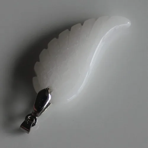 Miniatura 3 de 1.378 in tallada a mano mixta gemstom ala de ángel para collar colgante de cuentas (jade blanco)
