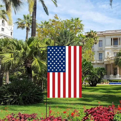 Miniatura 5 de Paquete de 2 banderas de jardín con bandera estadounidense, bandera patriótica de doble cara de 12 x 18 pulgadas, color vibrante, Día de los Caídos