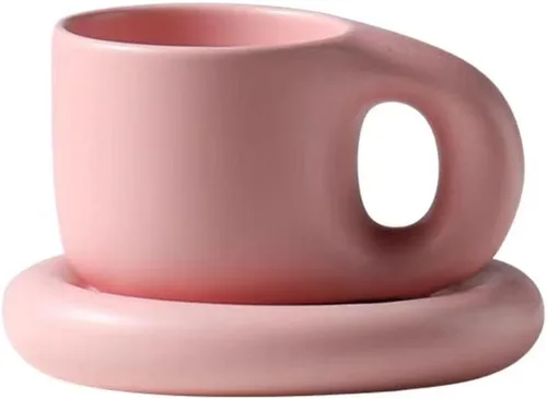 Taza de café de cerámica, juego de tazas de café de cerámica de 10 onzas, tazas de capuchino de porcelana para café con leche, juego de tazas de