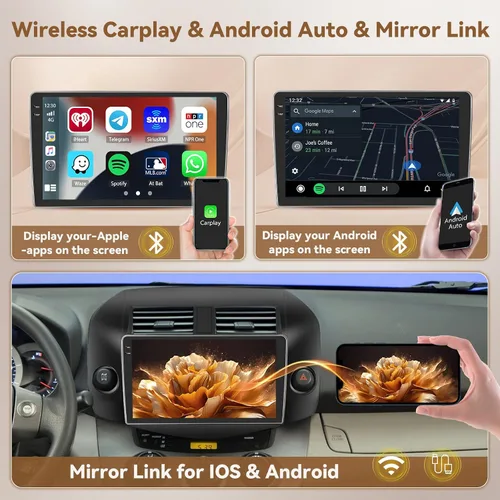 Miniatura 3 de [4+128G] Android 15 Estéreo para automóvil para Toyota RAV4 2007-2012, Hikity 10 pulgadas pantalla táctil en celda RAV4 Radio inalámbrica Carplay