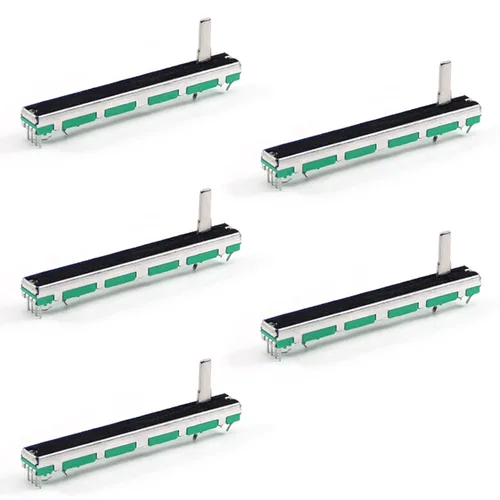 Miniatura 13 de Fielect 5 unids 10K Slide Potenciómetro de película de carbono Fader resistencias variables mezclador 5.039 in 3Pins 10K Ohm potenciómetros lineales