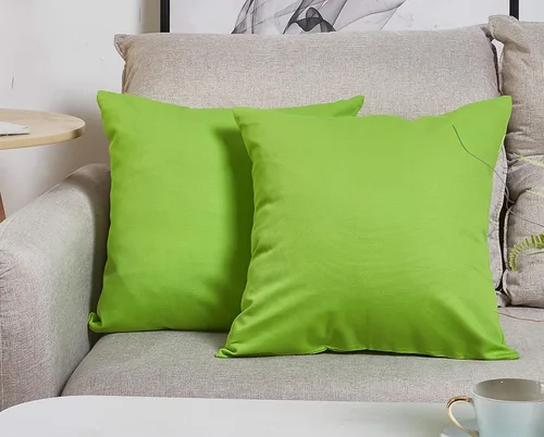 Miniatura 2 de TangDepot - Funda de almohada decorativa de algodón sólido, 12 x 12 pulgadas, verde manzana