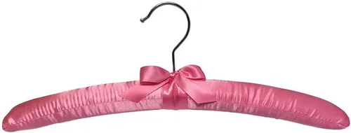 Miniatura 4 de 6 perchas acolchadas de satén liso rosa de 15 pulgadas de largo para vestido, lencería nupcial