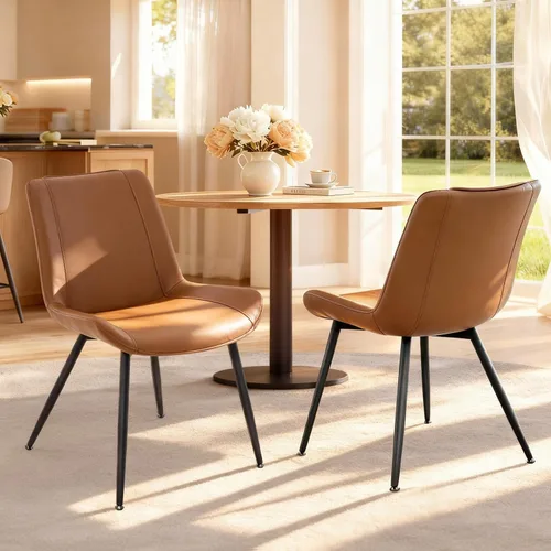 Miniatura 2 de Brage Living Juego de 2 sillas de comedor de piel sintética, modernas, sin brazos, para cocina, comedor, sillas laterales tapizadas con patas