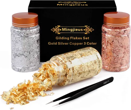 Miniatura 7 de Escamas de aluminio doradas, para resina, 8 frascos, escamas doradas metálicas para uñas, manualidades, pinturas de arte, slime
