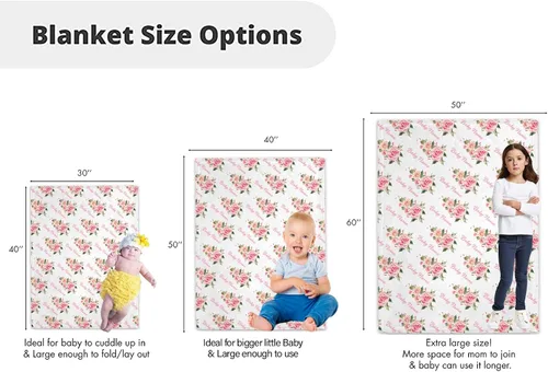 Miniatura 6 de Mantas de bebé personalizadas para niñas con nombre, manta de rosa rosa para bebé, niña, recién nacida, artículos esenciales imprescindibles