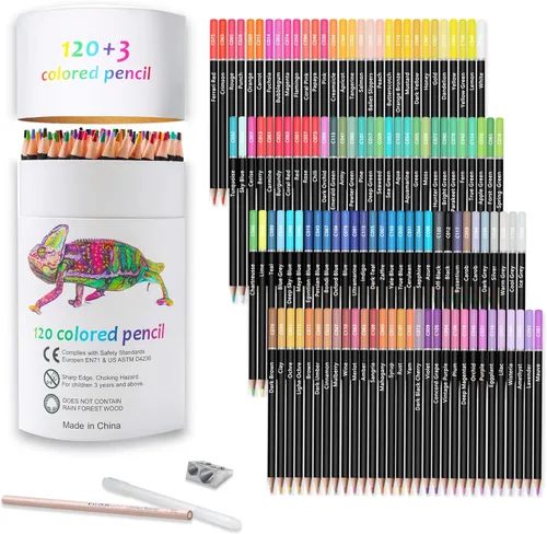 KALOUR Lápices de colores de alta calidad, juego de 120 colores, núcleo suave para artistas con colores vibrantes, ideal para dibujar bocetos,