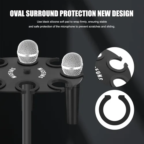 Miniatura 4 de TM100 Soporte para micrófono múltiple para soporte de micrófono, accesorio de bandeja cuadrada con capacidad para hasta 8 micrófonos en el escenario