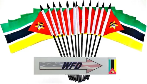 Miniatura 182 de World Flags Direct Banderas en miniatura de poliéster de Afganistán, paquete de 12, decoración de mesa de fiesta, desfiles, 4 x 6 pulgadas, verde