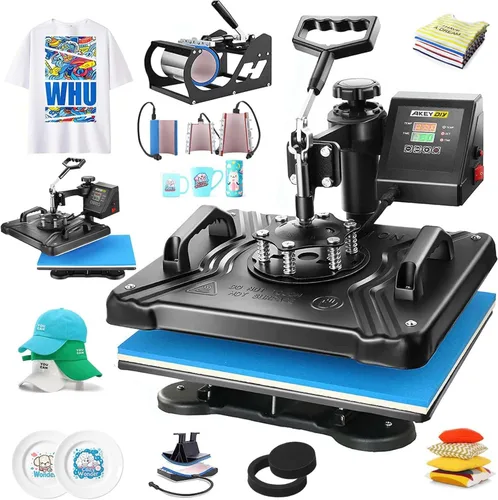 Miniatura 11 de AKEYDIY - Máquina de prensa de calor actualizada 5 en 1 Combo, máquina de prensa de camisa digital multifunción para camisetas de 12 x 15 pulgadas.