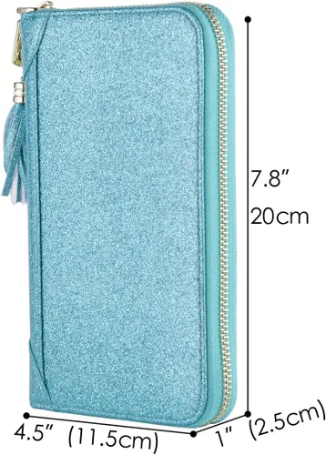 Miniatura 5 de Easyoulife - Monedero de cuero con cremallera, billetera portatarjetas para mujer, bloqueo RFID