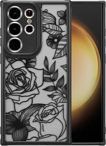 XIZYO Funda delgada para Samsung Galaxy S22 Ultra con diseño floral rosa para mujeres y niñas, TPU a prueba de golpes, funda protectora para Galaxy