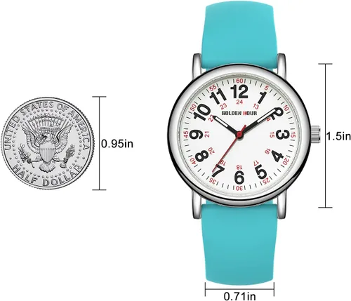 Miniatura 4 de GOLDEN HOUR Reloj de enfermera impermeable para profesionales médicos, estudiantes, mujeres y hombres, esfera luminosa de fácil lectura, 24 horas