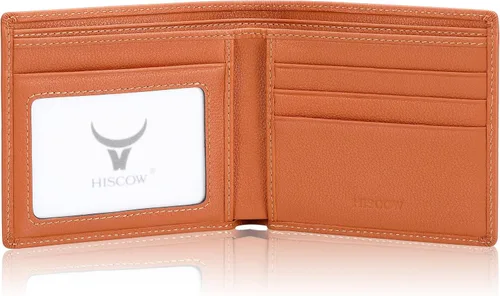 Miniatura 28 de HISCOW Billeteras plegables de cuero de grano completo para hombres, billetera minimalista delgada para hombre, regalos para papá, cumpleaños, día