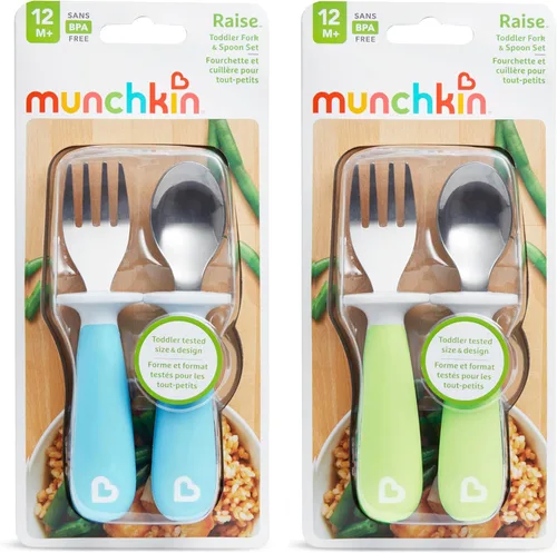 Miniatura 7 de Munchkin® Raise™ - Juego de cubiertos para niños pequeños, tenedor y cuchara, con punta que se mantiene fuera de la mesa, sin bisfenol A, paquete
