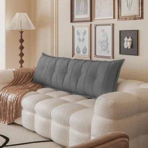 Miniatura 8 de Johnear Almohada Grande para Cabecero de Algodón y Lino, Cojín para Cama Diurna, Respaldo, Almohada Cilíndrica de Soporte y Posicionamiento