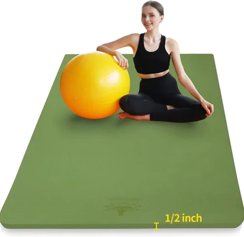 Miniatura 11 de Hatha Yoga Alfombrilla de Yoga Grande de TPE 6'x4'x1/2" Extra Gruesa Antideslizante - para Yoga, Pilates y Entrenamientos de Gimnasio en Casa Azul