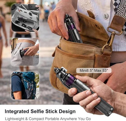 Miniatura 6 de Trípode magnético 4 en 1 para iPhone con tornillo de 1/4 pulgadas, trípode MagSafe Selfie Stick de 53 pulgadas con control remoto inalámbrico