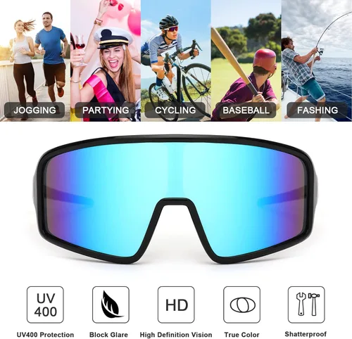 Miniatura 4 de Karsaer Vision - Gafas de sol deportivas para ciclismo, béisbol, softbol, unisex, para adultos, jóvenes, niños y niñas, 8-16 Lentes de espejo azul
