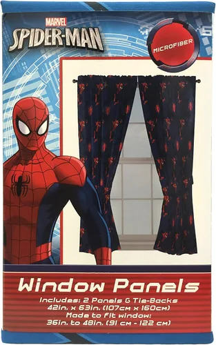 Miniatura 5 de Jay Franco Marvel Spiderman Classic Saving The Day - Juego de 4 cortinas decorativas de 63 pulgadas (2 paneles, 2 alzapaños)