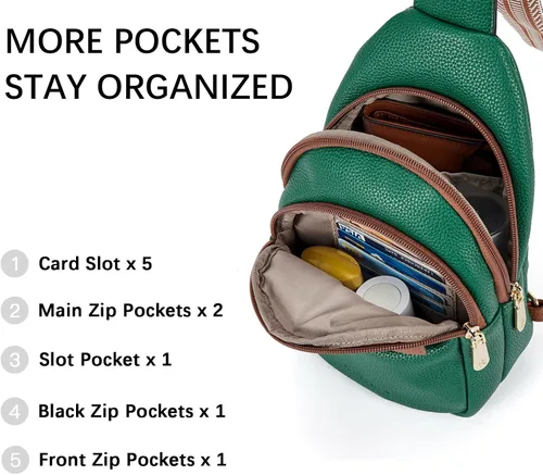 Miniatura 3 de BOSTANTEN Bolso bandolera pequeño para mujer, bolso cruzado de cuero, riñonera, bolsa de pecho para viajes