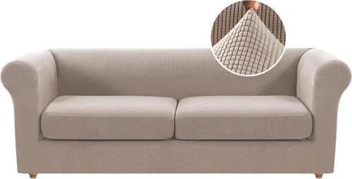 Miniatura 13 de Funda para silla Chesterfield de 2 piezas para sofá de 1 cojín, fundas para silla de brazo alto, 1 asiento, alta elasticidad, lavable, protector