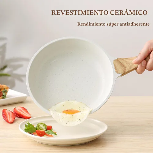 Miniatura 2 de SENSARTE Sartén antiadherente de cerámica con tapa 8/9.5/10/11/12.5 pulgadas, sartén para tortilla, sin PFAS/PTFE añadidos intencionalmente, sartén