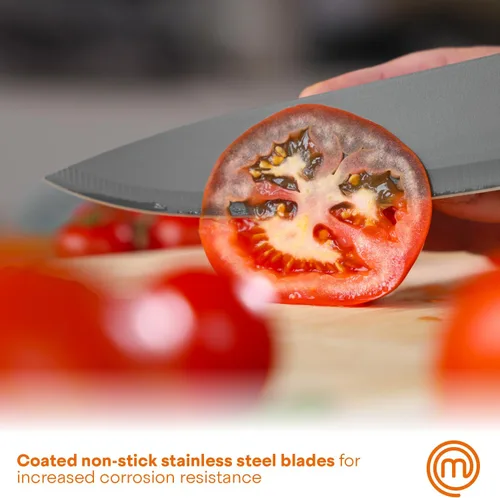 Miniatura 5 de MasterChef Juego de Bloque de Cuchillos de 6 Cuchillos de Cocina, Cuchillas de Acero Inoxidable Extra Afiladas para Corte Profesional con TIERRA