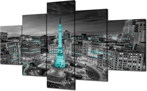 Miniatura 16 de Cawpom Arte de pared de Los Ángeles en blanco y negro, cuadro decorativo para pared, diseño de horizonte de Los Ángeles, póster de palmera, marco