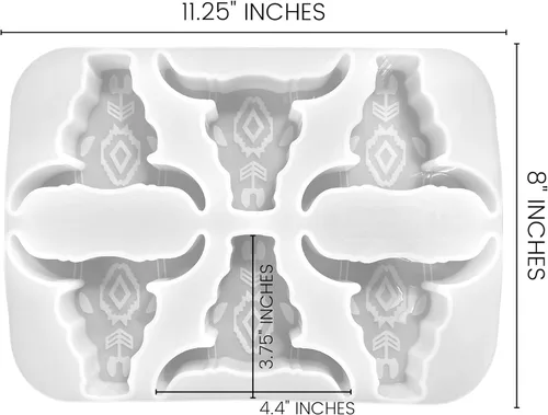 Miniatura 3 de 6 bandejas de silicona de molde Freshie Longhorn al por mayor 11.25 pulgadas de ancho x 8 pulgadas de largo x 1 pulgada de profundidad Molde