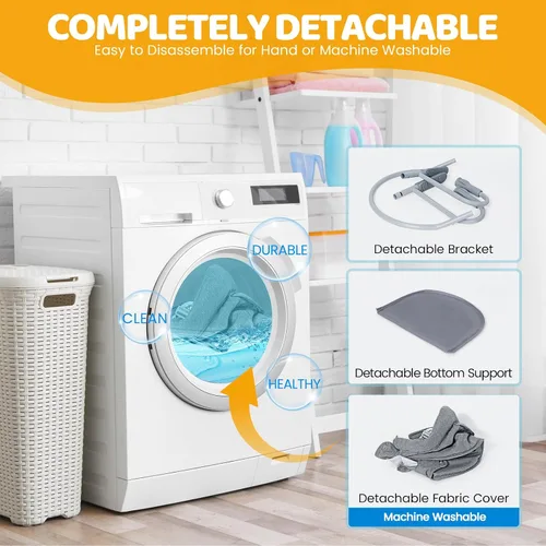 Miniatura 6 de Orzbow Silla alta de gancho, asiento de mesa portátil para bebés y niños pequeños de 6 a 36 meses, silla alta plegable con clip con bolsa de Gris