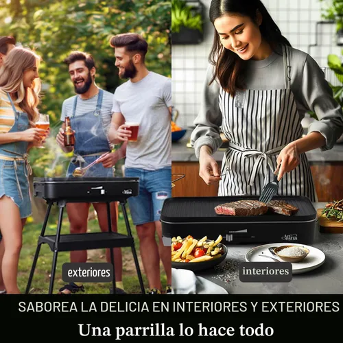 Miniatura 2 de Artestia - Parrilla eléctrica de 1800 W, para interiores y exteriores con soporte, control de temperatura ajustable, parrilla de mesa portátil