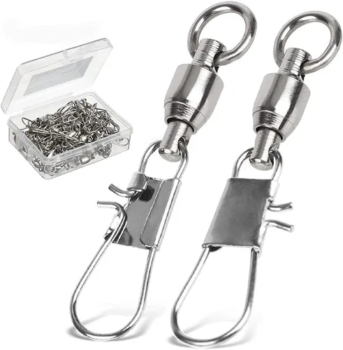 Miniatura 8 de AMYSPORTS - Giras de pesca con broche de enganche de seguridad, rodamientos de bolas, broches giratorios de pesca, aparejos de pesca para agua