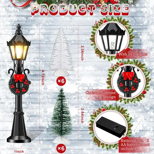 Miniatura 2 de Shappy 24 piezas de lámpara de Navidad, accesorios de pueblo, mini lámpara de calle, casa de muñecas, modelos de farola para modelos de luces